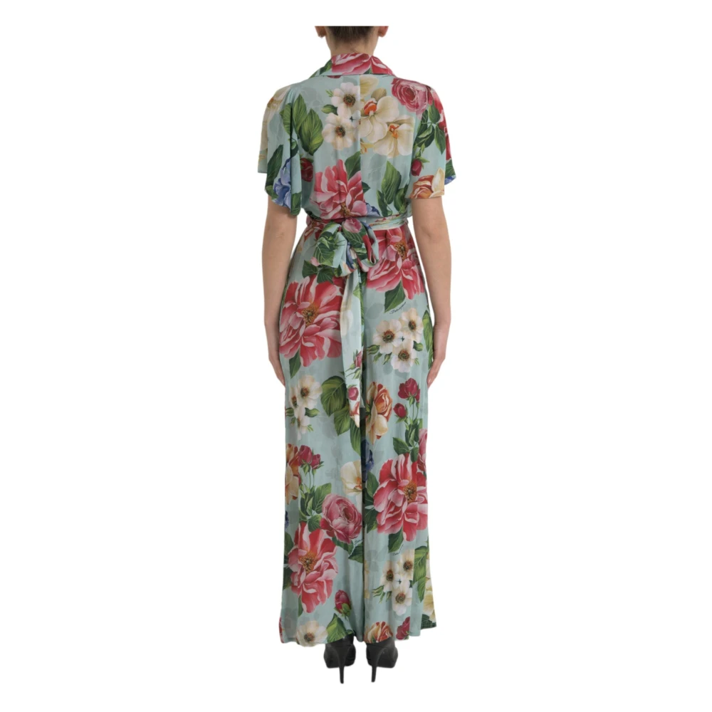 Dolce & Gabbana Bloemen zijden jumpsuit met wijde pijpen Multicolor Dames