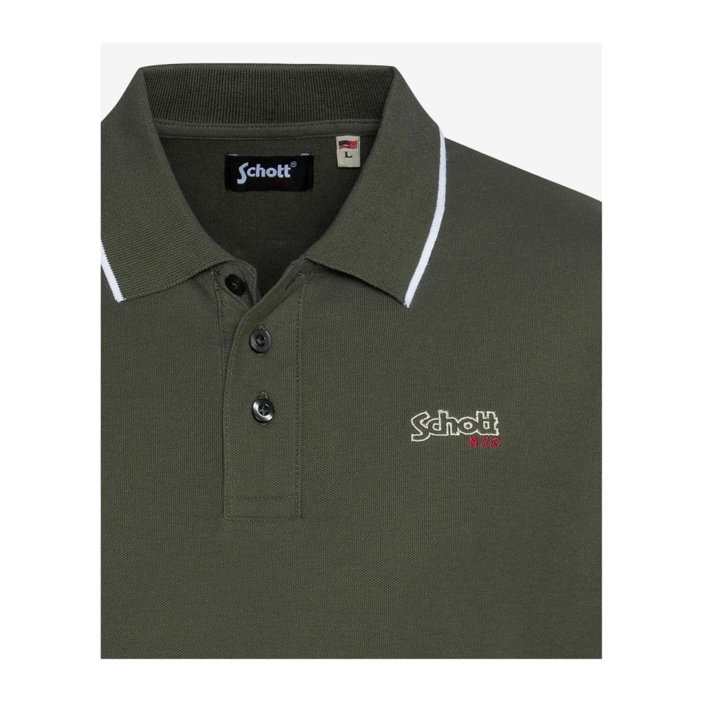 Schott NYC Groene Polo Shirt Paul Green Heren