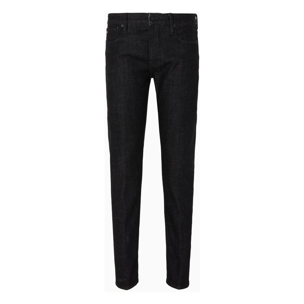 Emporio Armani Svarta Denim Jeans med Vintage Tvätt Black, Herr