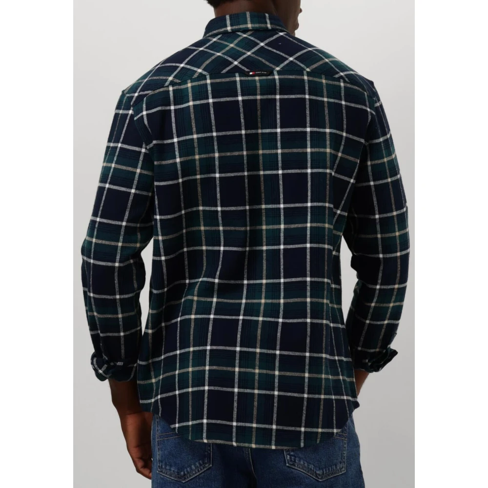 Tommy Jeans Blauw Geruit Flanellen Overhemd voor Heren Blue Heren