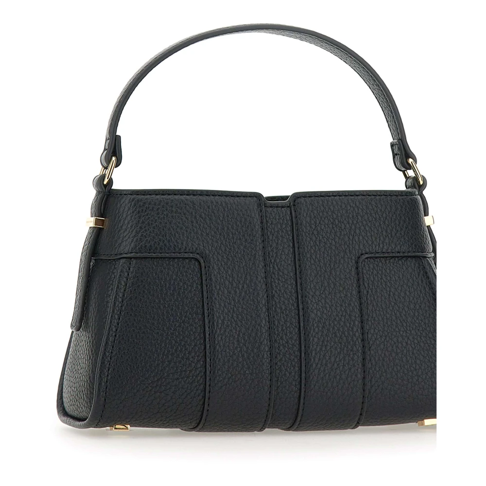 Elisabetta Franchi Zwarte vegan lederen handtas met gouden details Black Dames
