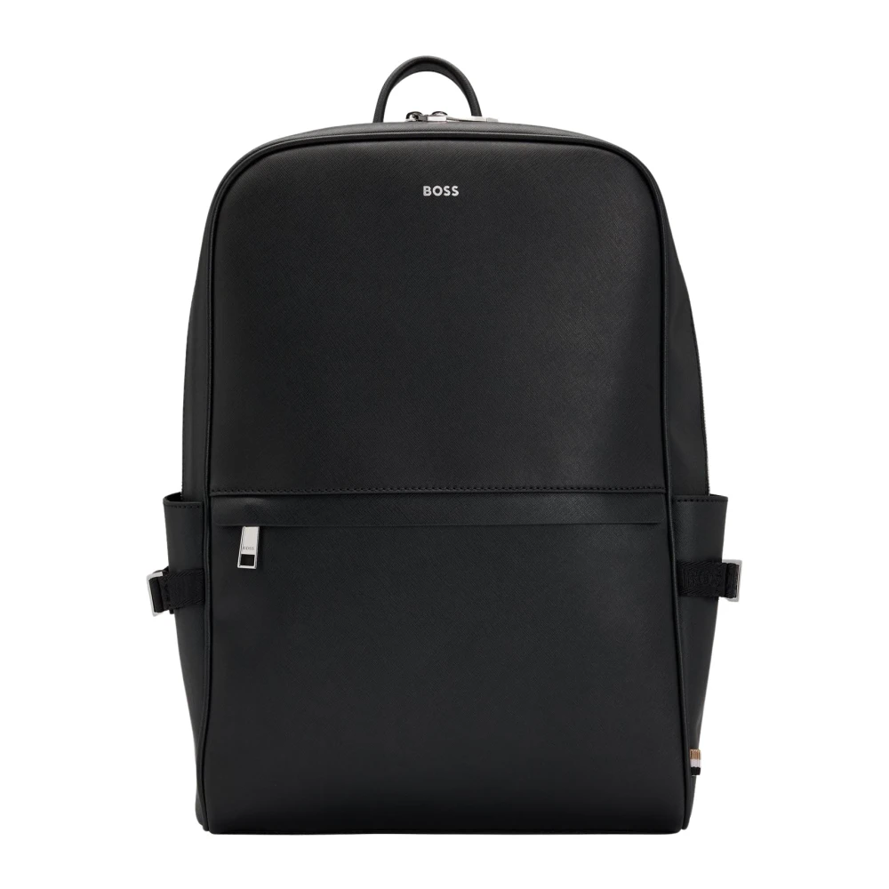 Hugo Boss Moderne Gewerkte Materiaal Rugzak met Gestreept Detail Black Heren