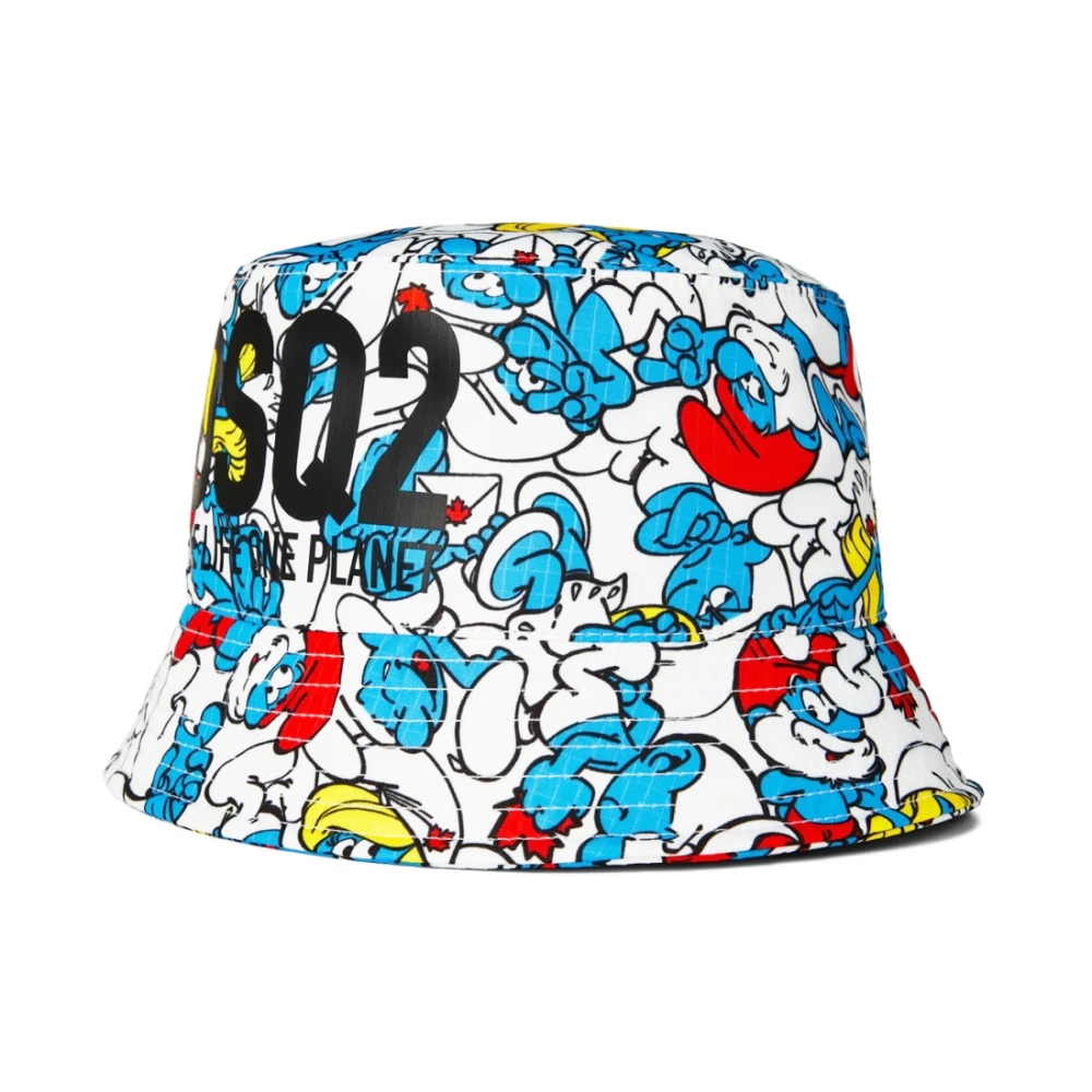 Dsquared2 Multicolor Smurfen Logo Bucket Hat Multicolor Heren
