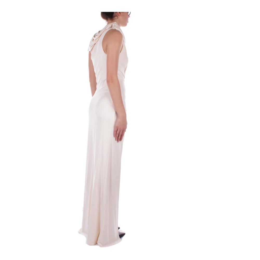 Elisabetta Franchi Rode Loper Versierde Slimme Jurk Beige Dames