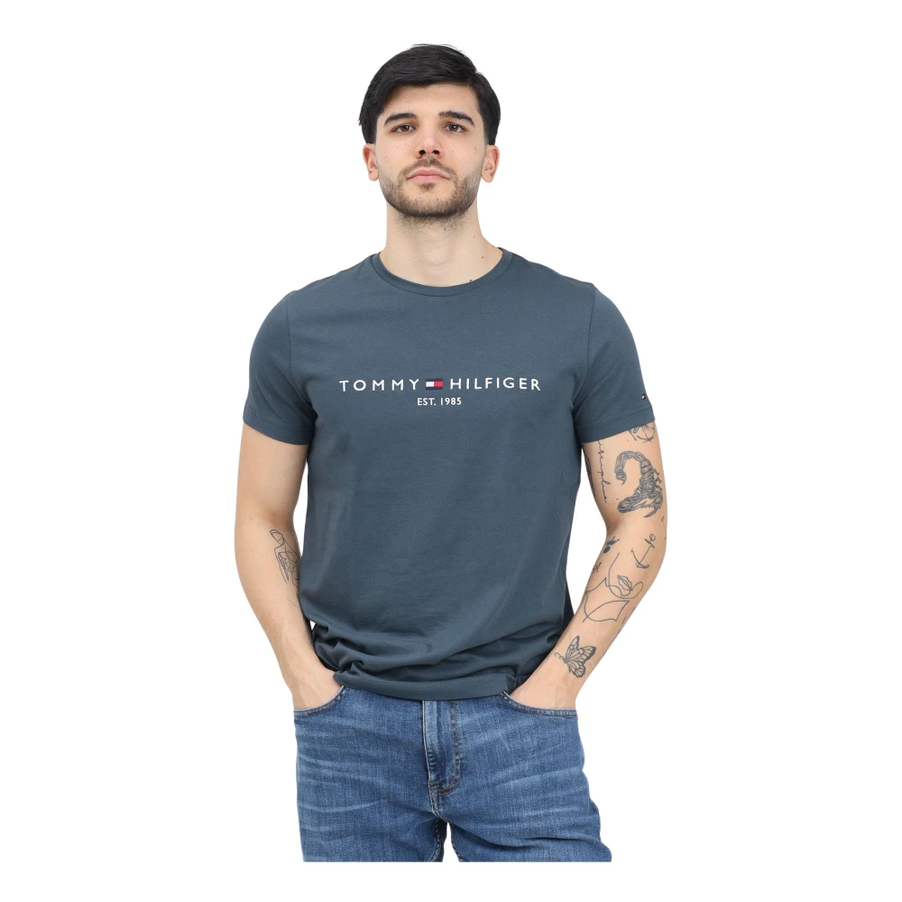 Tommy Hilfiger Blauw T-shirt met korte mouwen Moderne pasvorm Blue Heren