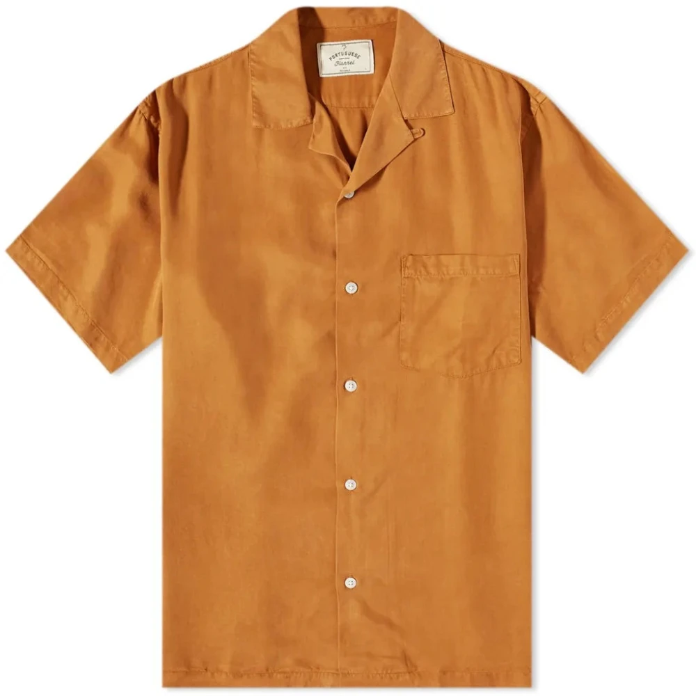 Portuguese Flannel Short Sleeve Shirts Brown Heren