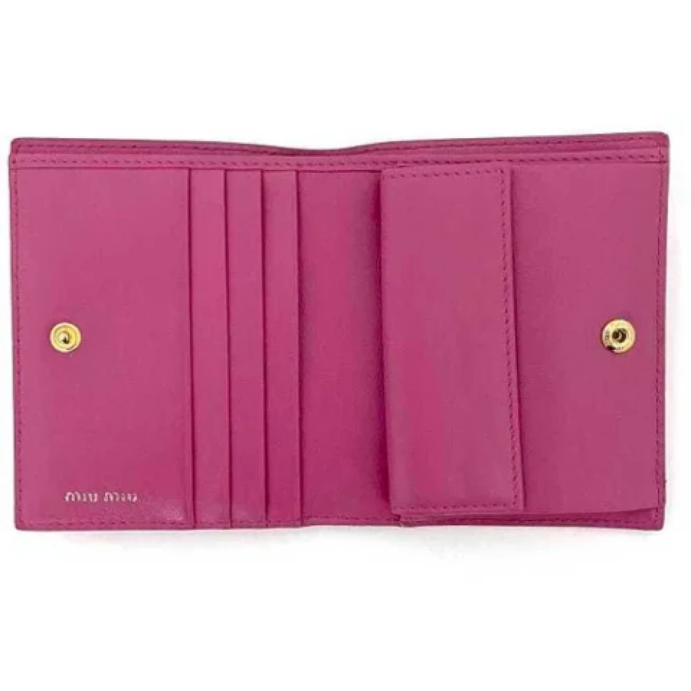 Miu Pre-owned Leather wallets Pink Dames