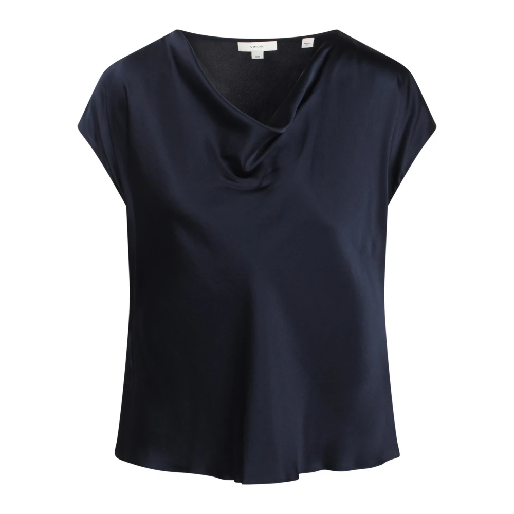 Vince Women's Blue Draped Neckline Blouse