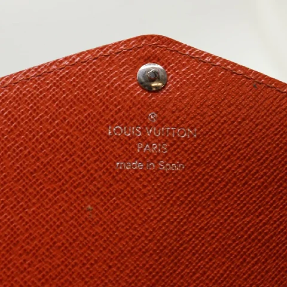Louis Vuitton Vintage Tweedehands Oranje Leren Louis Vuitton Portemonnee Orange Dames