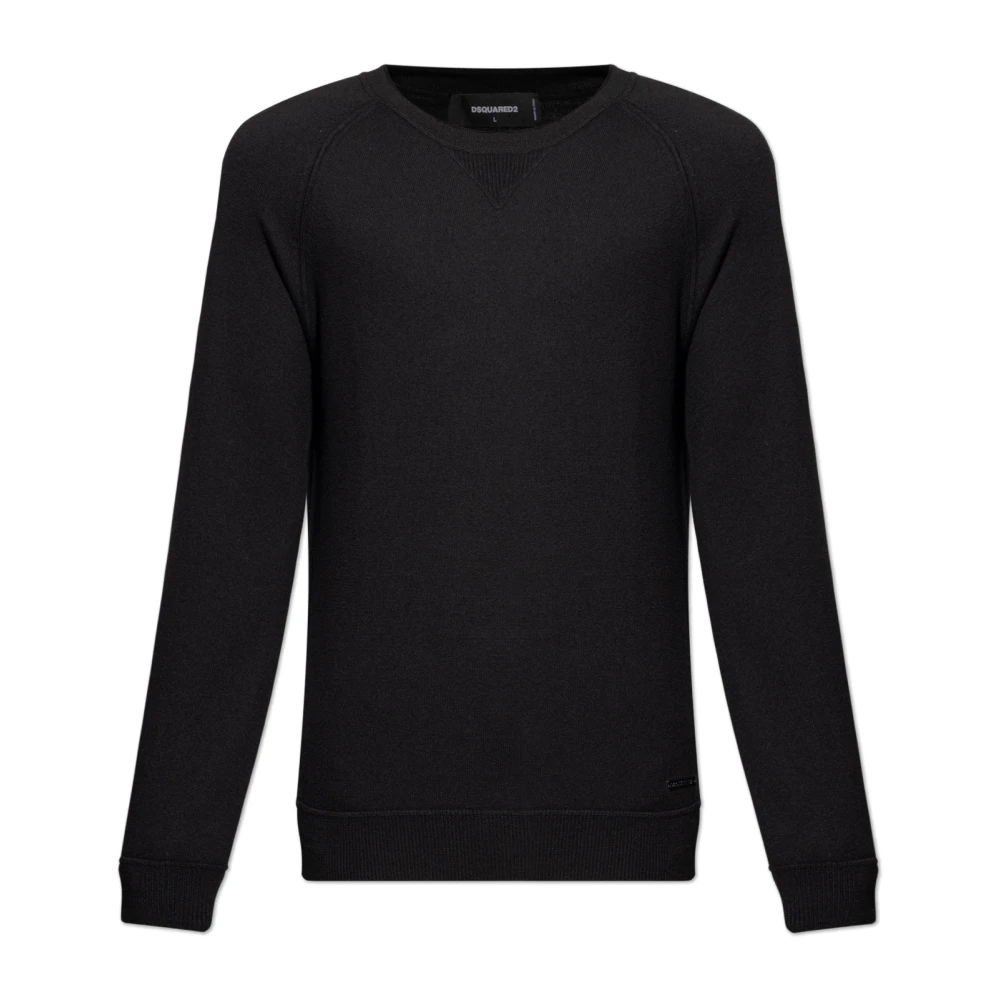Dsquared2 Men's Black Round-Neck Knitwear, Xl, Wool Jumper