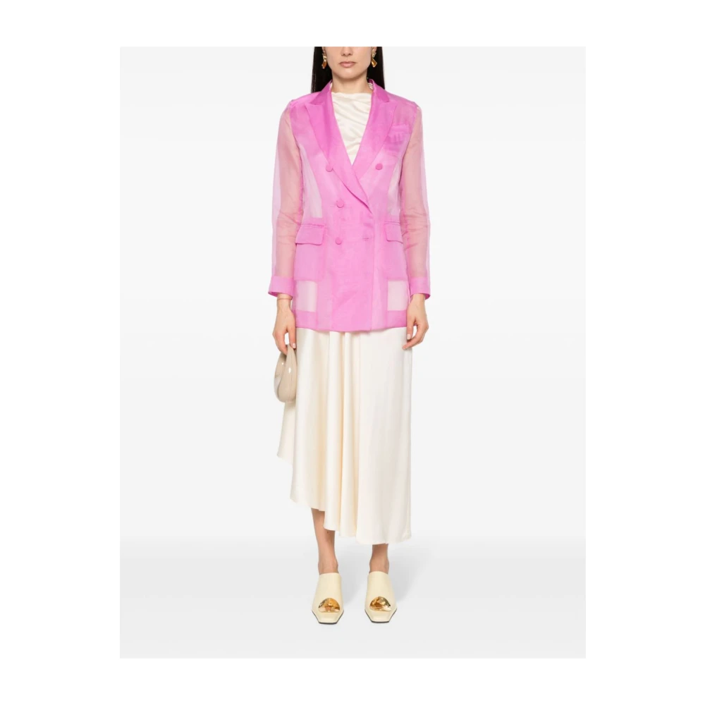 Max Mara Roze Zijden Organza Jas Pink Dames