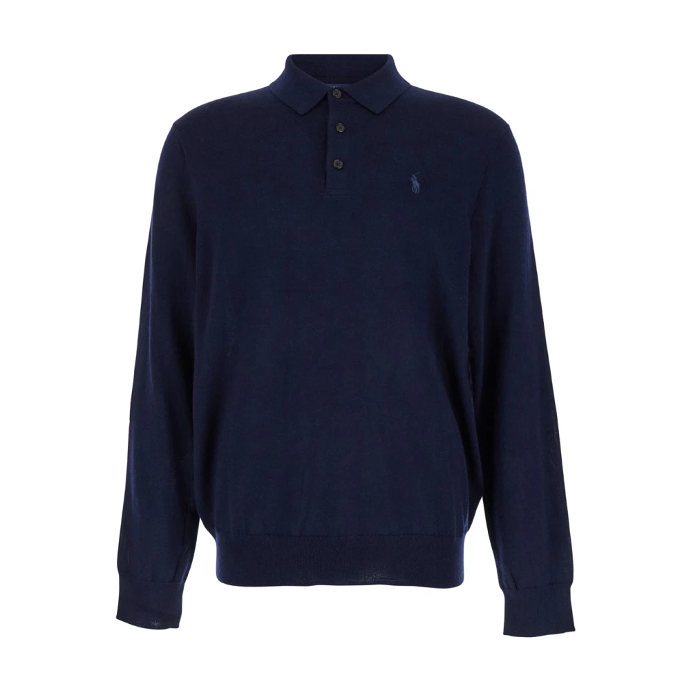 Polo Ralph Lauren Merino Grå Häst Sweaters Blue, Herr