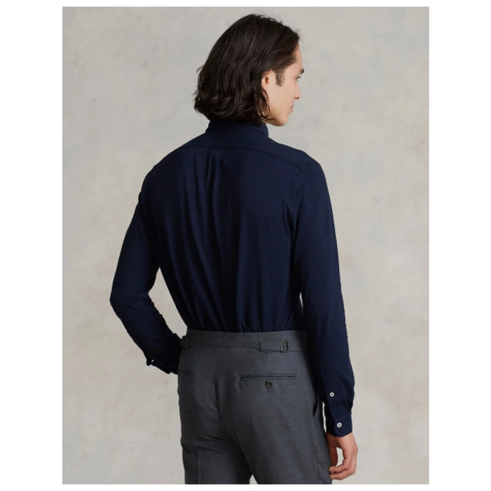 Polo Ralph Lauren Fijne Piqué Katoenen Overhemd Blue Heren
