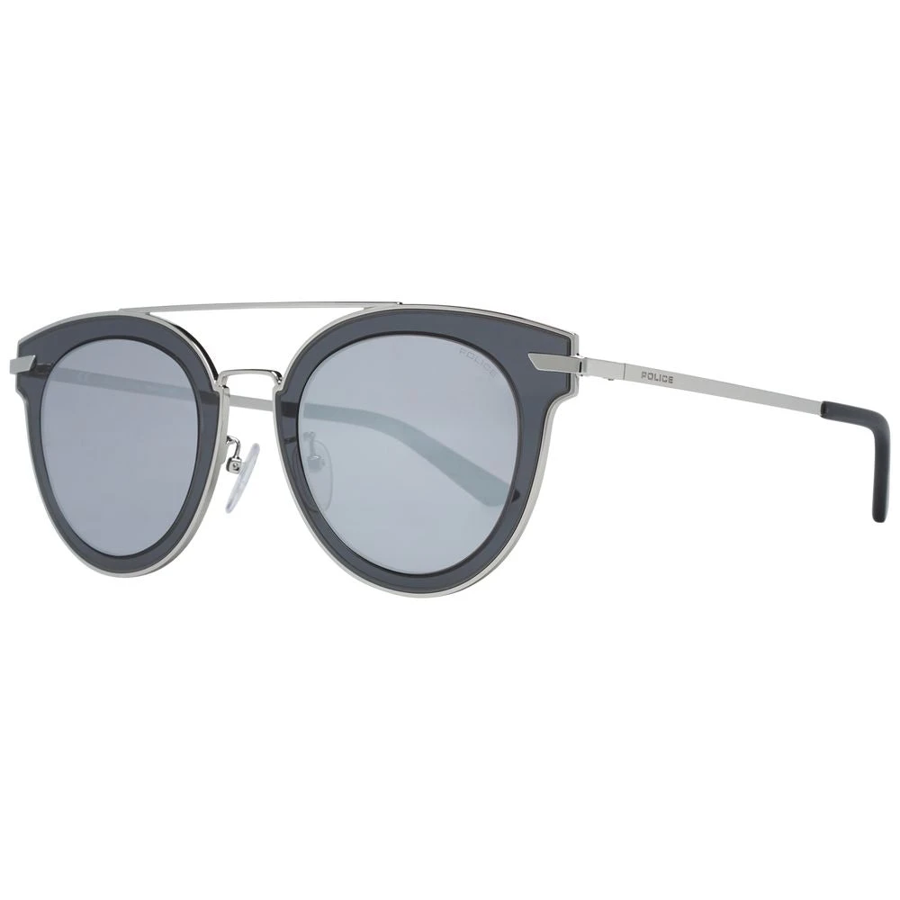 Police Men's Gray Silver Round Mirrored Sunglasses - Sunglasses - One Size- Accessories