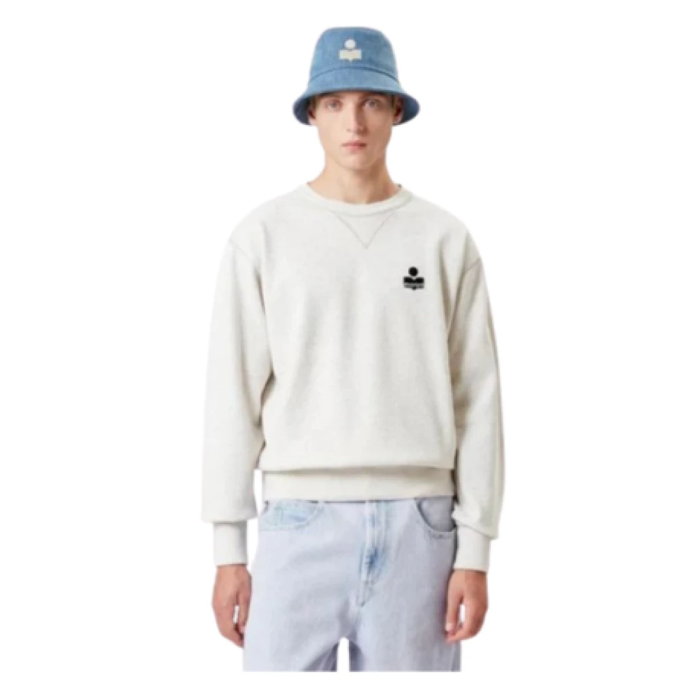 Isabel marant Lange mouw katoenen sweatshirt logo Beige Heren
