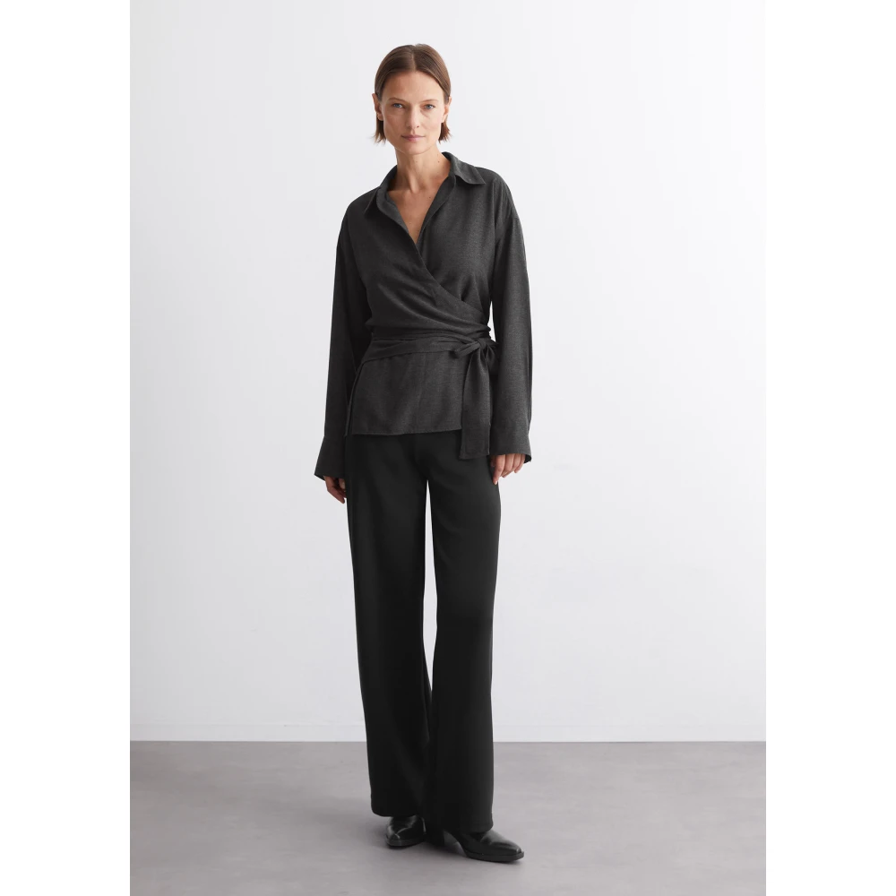 Marc O'Polo Relaxte wikkelblouse Gray Dames