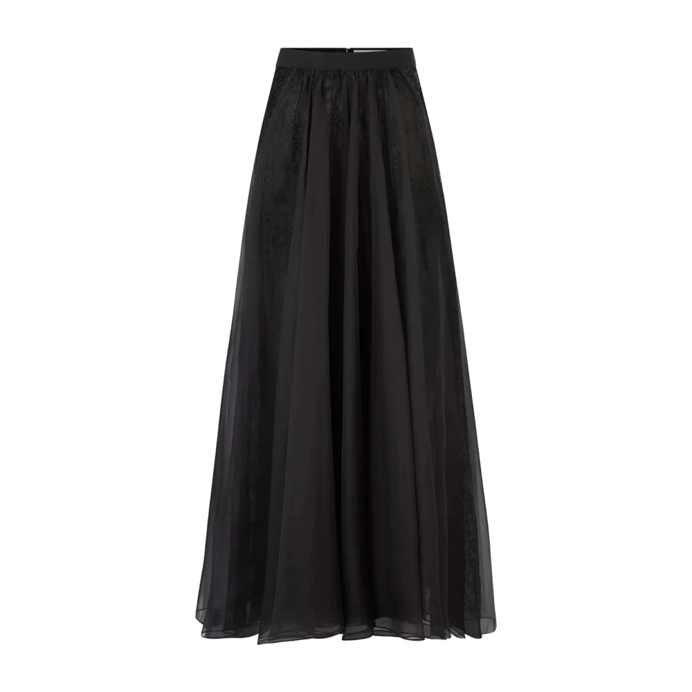 Nina Ricci Hoge Taille Zwarte Lange Rok Black Dames
