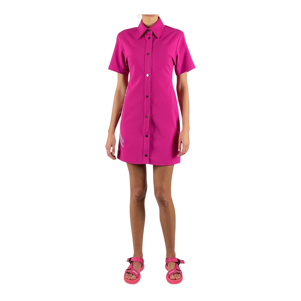 Off White Fuchsia Logo Skjortklänning Pink, Dam