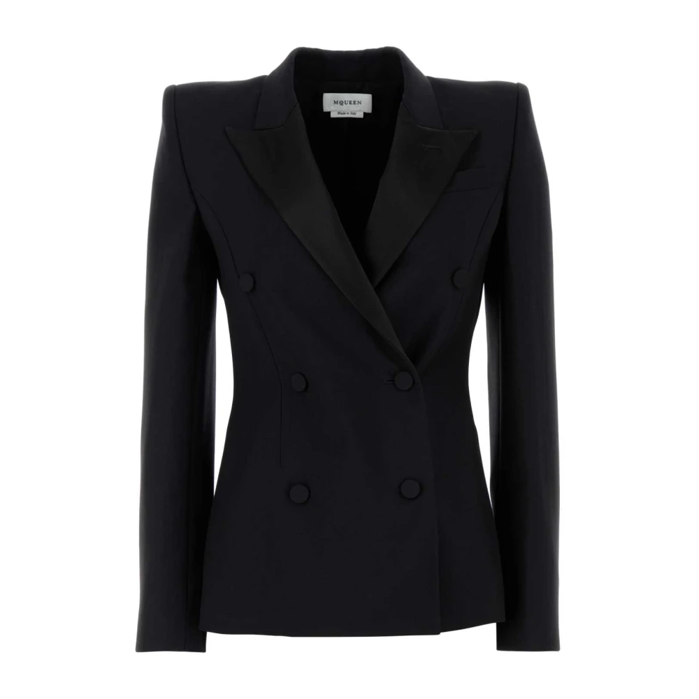 Alexander mcqueen Stijlvolle Zwarte Wollen Blazer Black Dames