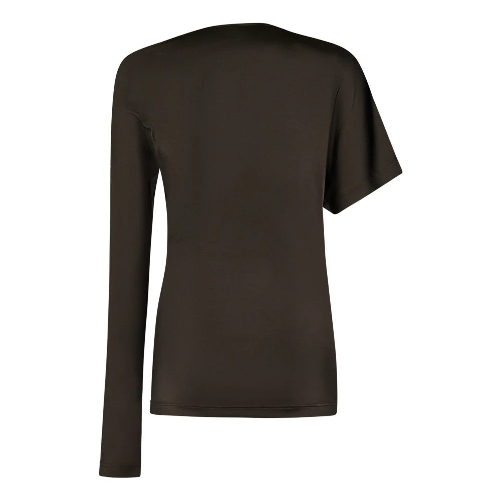 alexander mcqueen Bruine Asymmetrische Halslijn Gedrapeerde Top Brown Dames