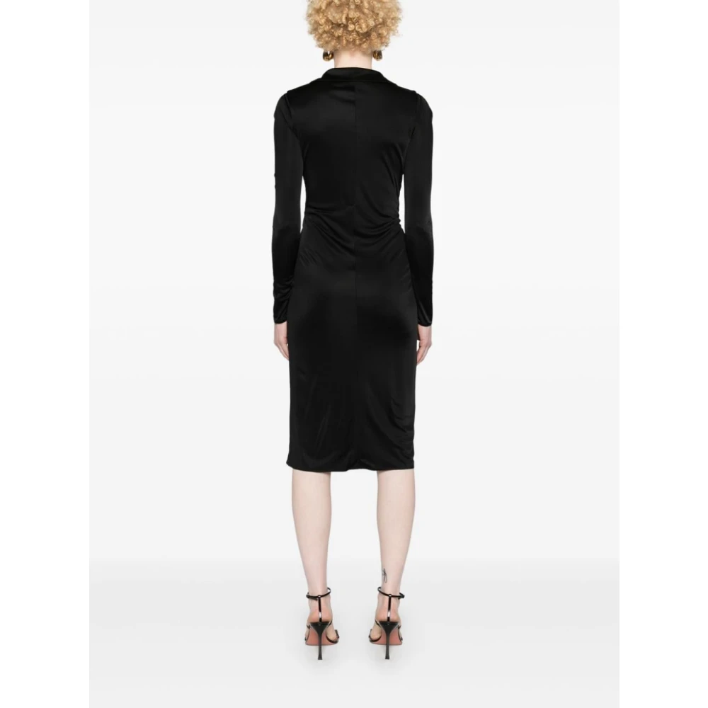 Versace Zwarte Diepe V-Hals Jurk Black Dames