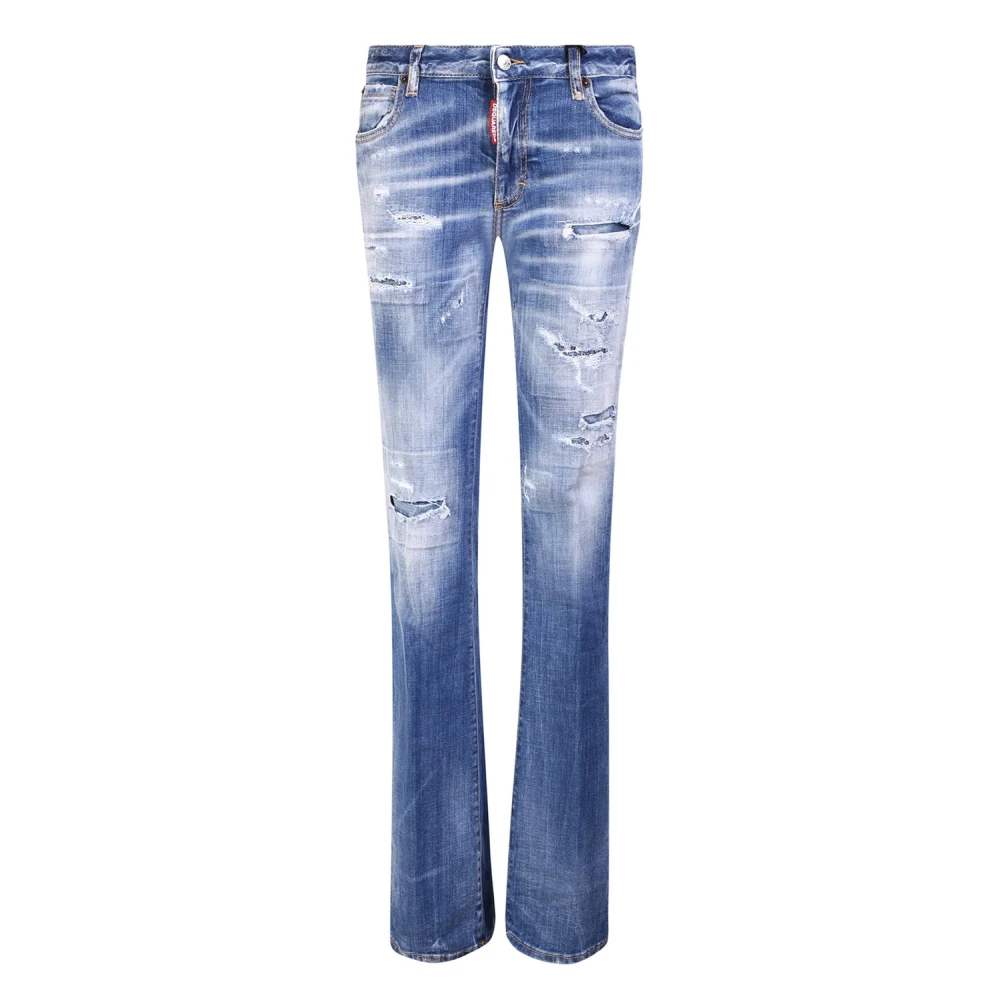 Dsquared2 Flared Jeans met Scheurdetail Blauw Blue Dames