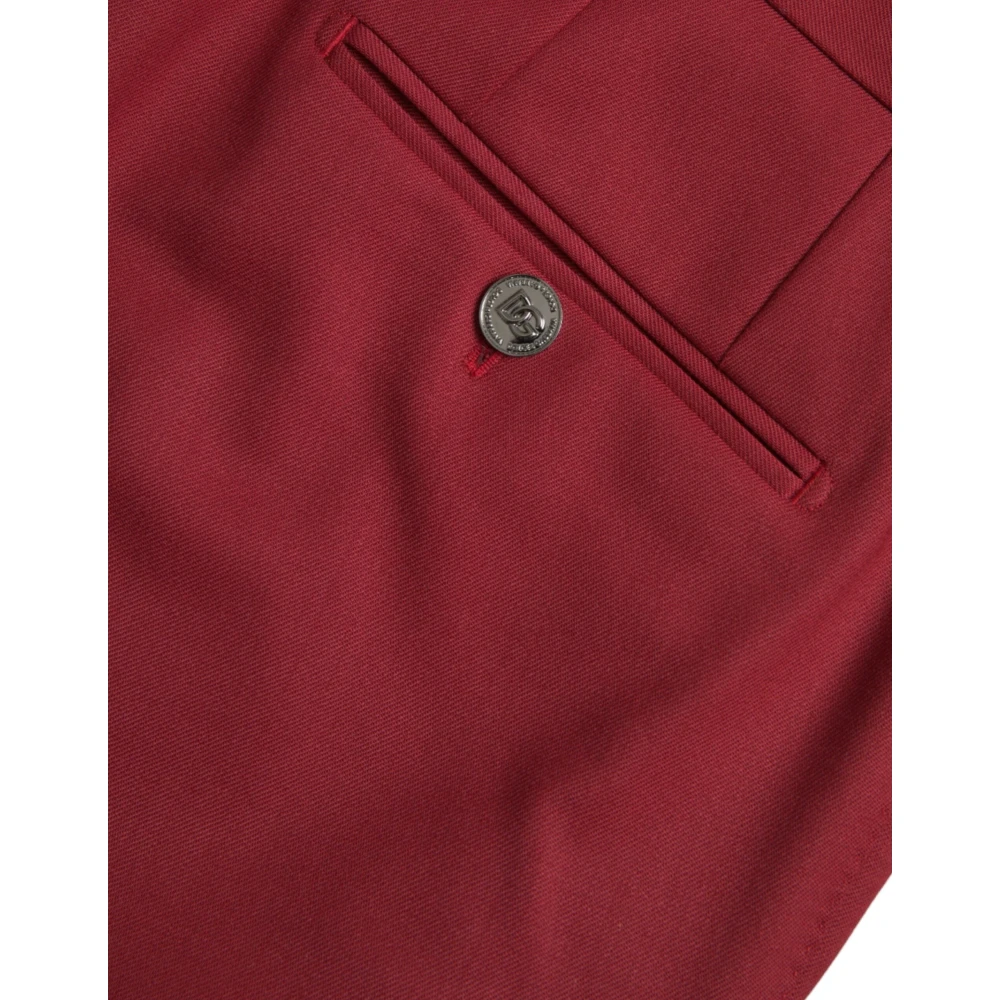 Dolce & Gabbana Rode Wol Slim Fit Dress Broek Red Heren