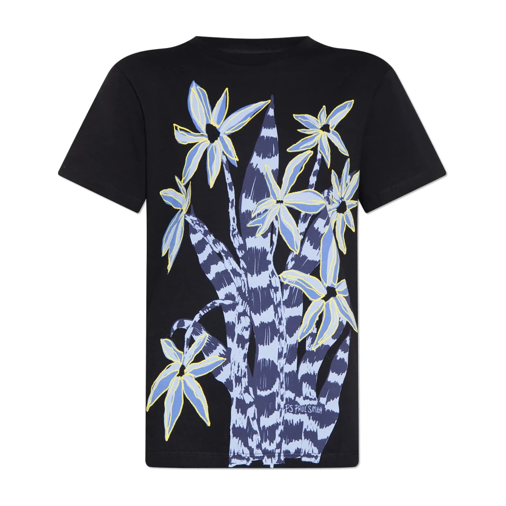 PS By Paul Smith T-shirt met bloemenmotief Black Dames