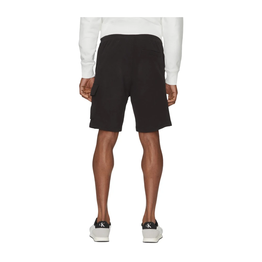 Calvin Klein Jeans Zwarte Katoenen Shorts Rechte Snit Monogram Black Heren