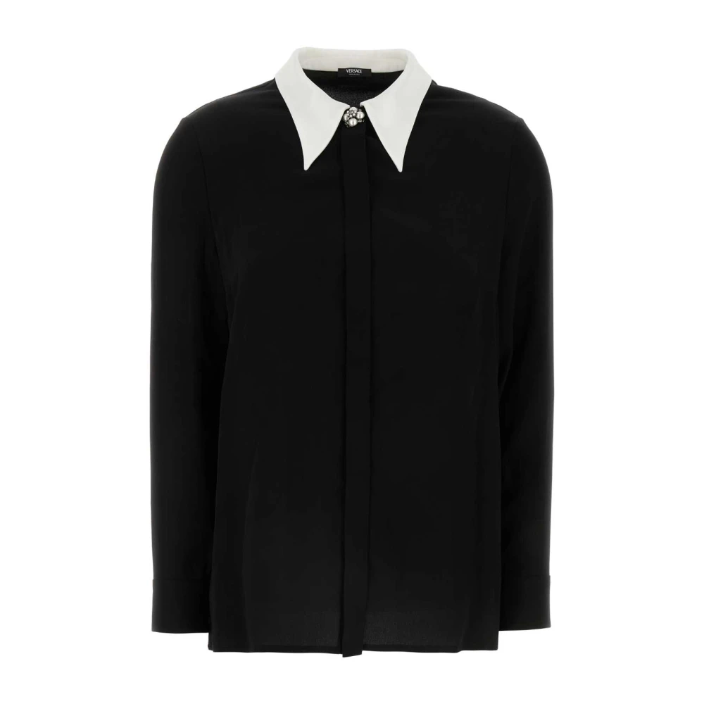 Versace Zijden Crepe de Chine Informeel Overhemd Black Dames