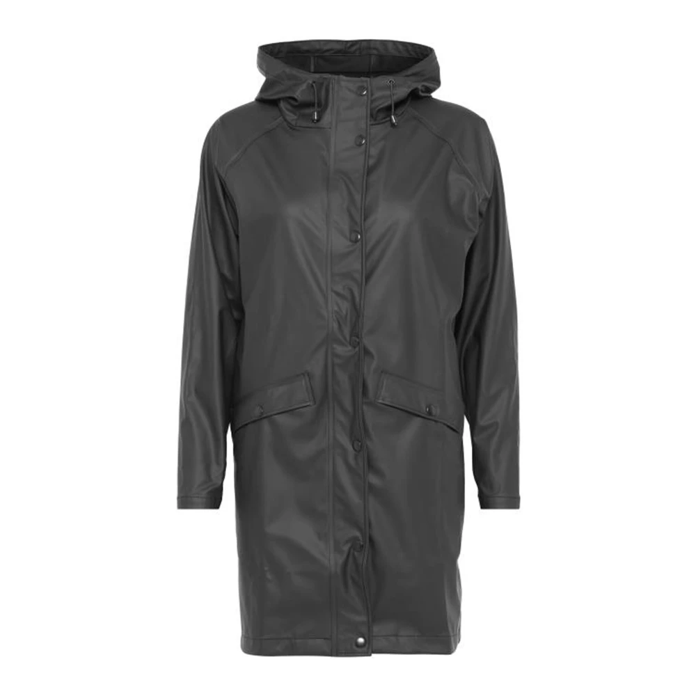 Ichi Women's Black Rain Jackets, Xl, Jacket With Adjustable Hood