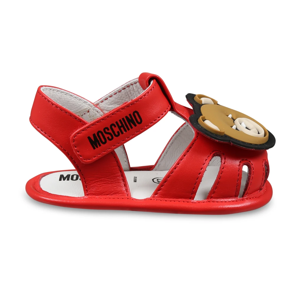 Moschino Röda Läder Teddybjörn Sandaler Red, Unisex