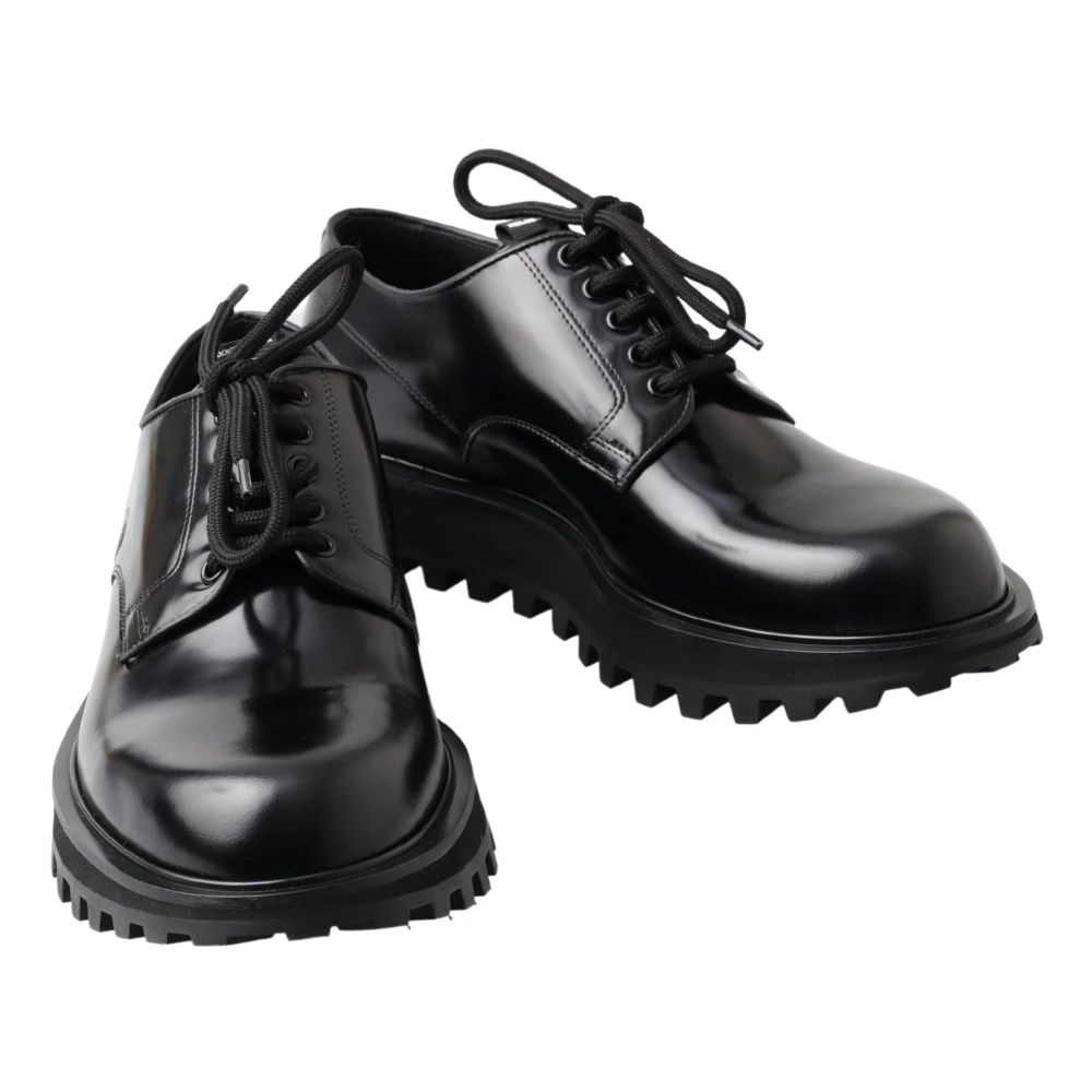 Dolce & Gabbana Zwarte Lakleren Veterschoenen voor Heren Black Heren