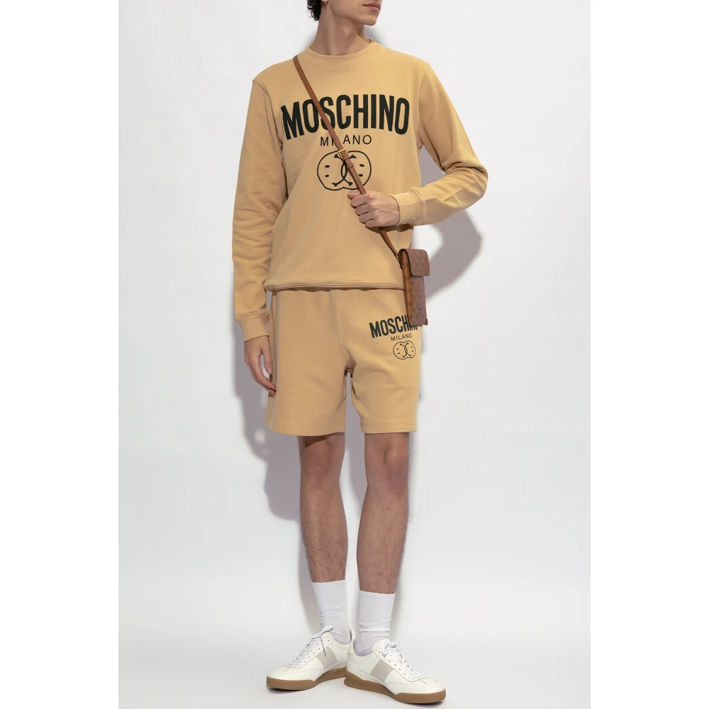 Moschino Shorts met logo Beige Heren