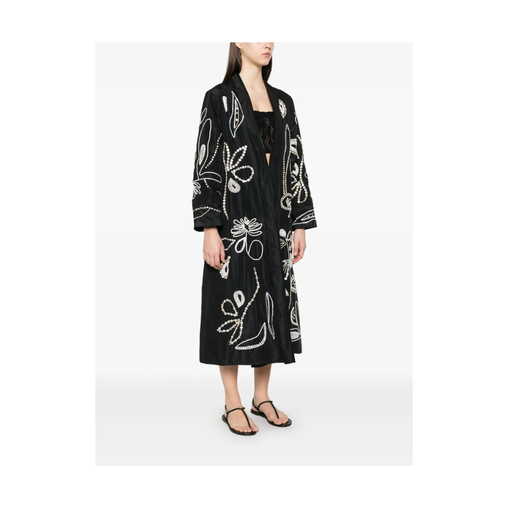 Forte Zwarte regenkleding met kraalversiering Black Dames