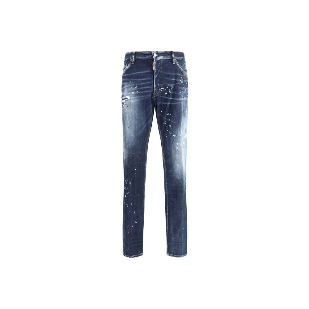 Dsquared2 Vintage Straight Jeans met leren details Blue Heren
