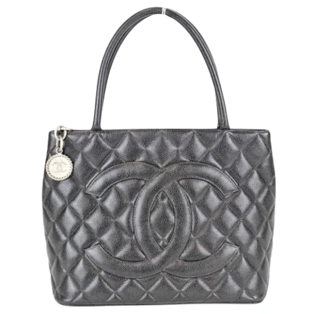 Chanel Vintage Pre-owned Leather totes Gray Dames
