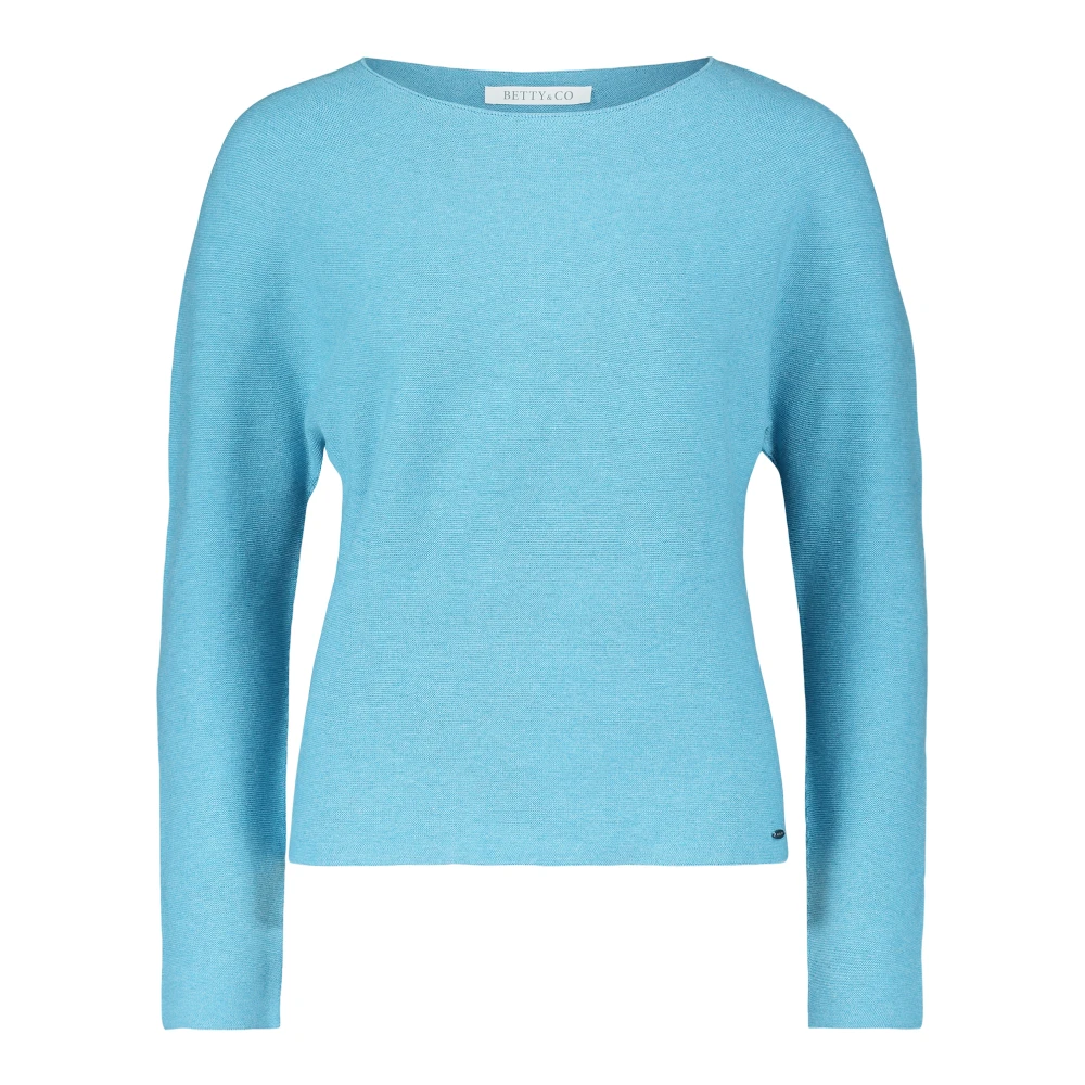 Betty & Co Gebreide trui met breidetails Blue Dames