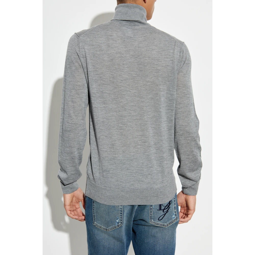 Dolce & Gabbana Kasjmier coltrui met geborduurd logo Gray Heren