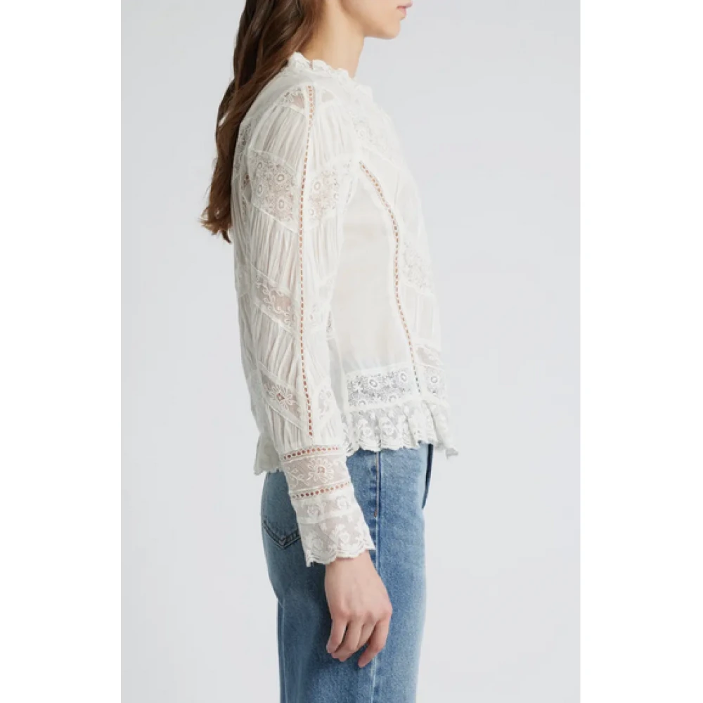 Loveshackfancy Kanten Borduurwerk Katoenen Voile Blouse White Dames