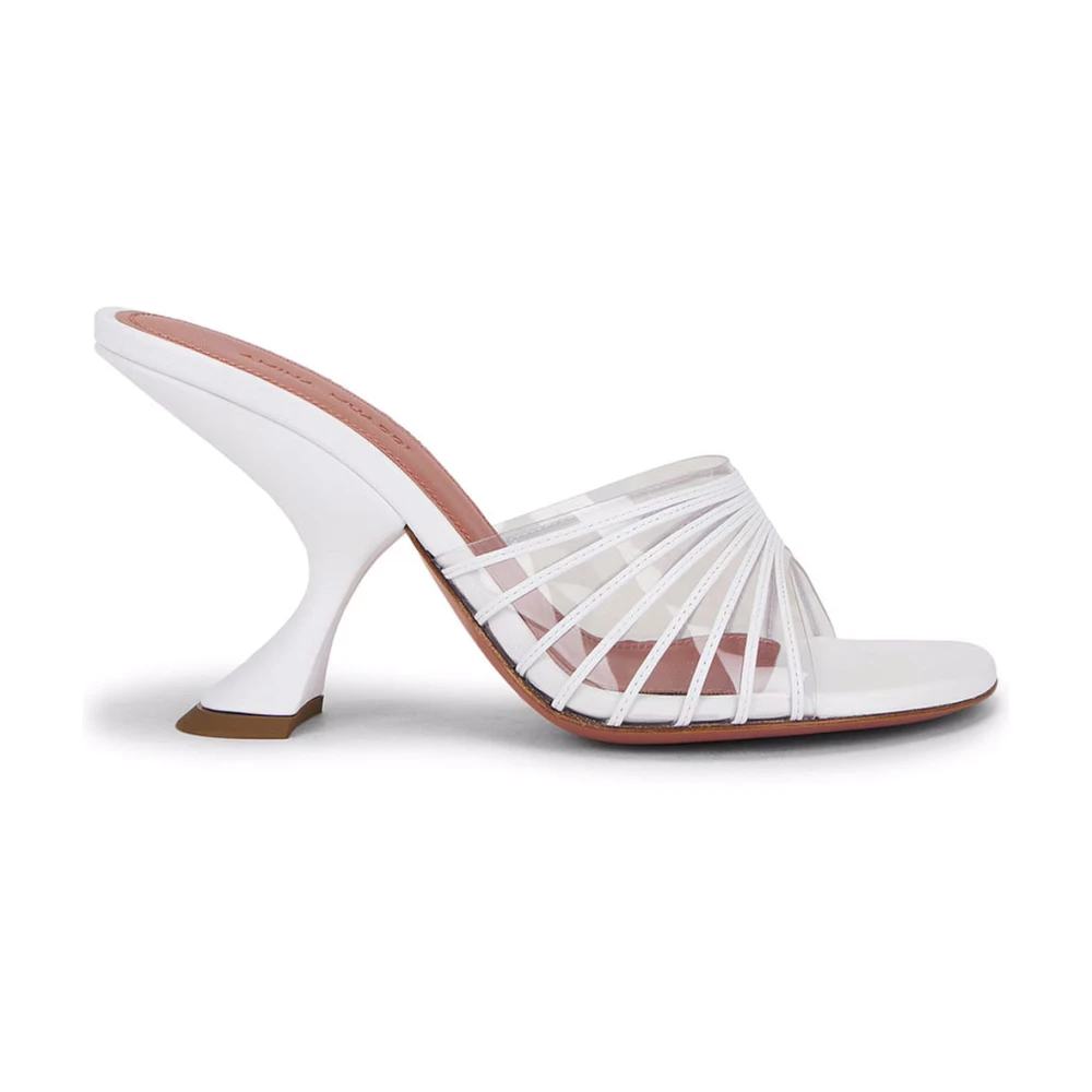 Amina Muaddi Women's White Leather Mules