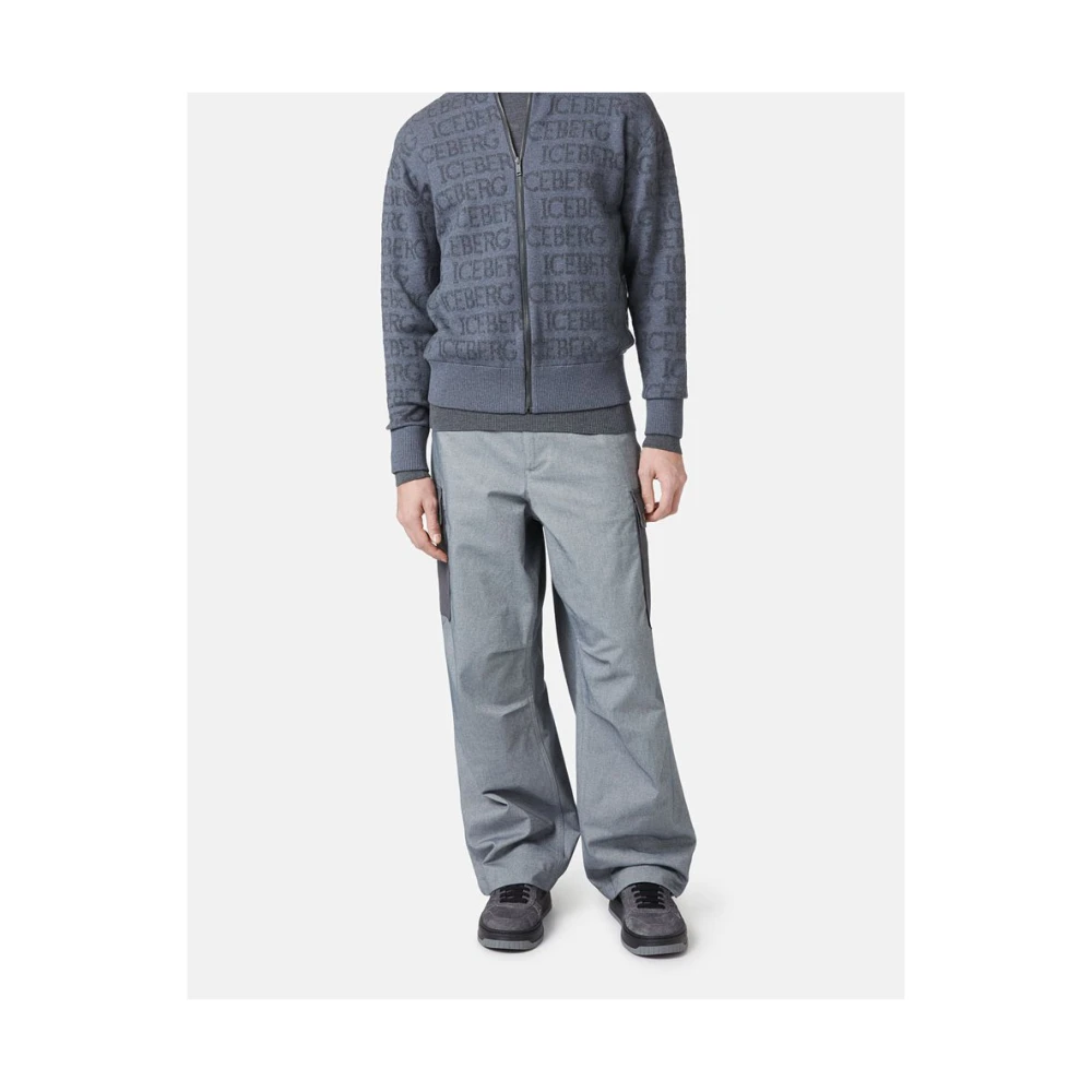 Iceberg Jacquard gebreide bomberjack Gray Heren