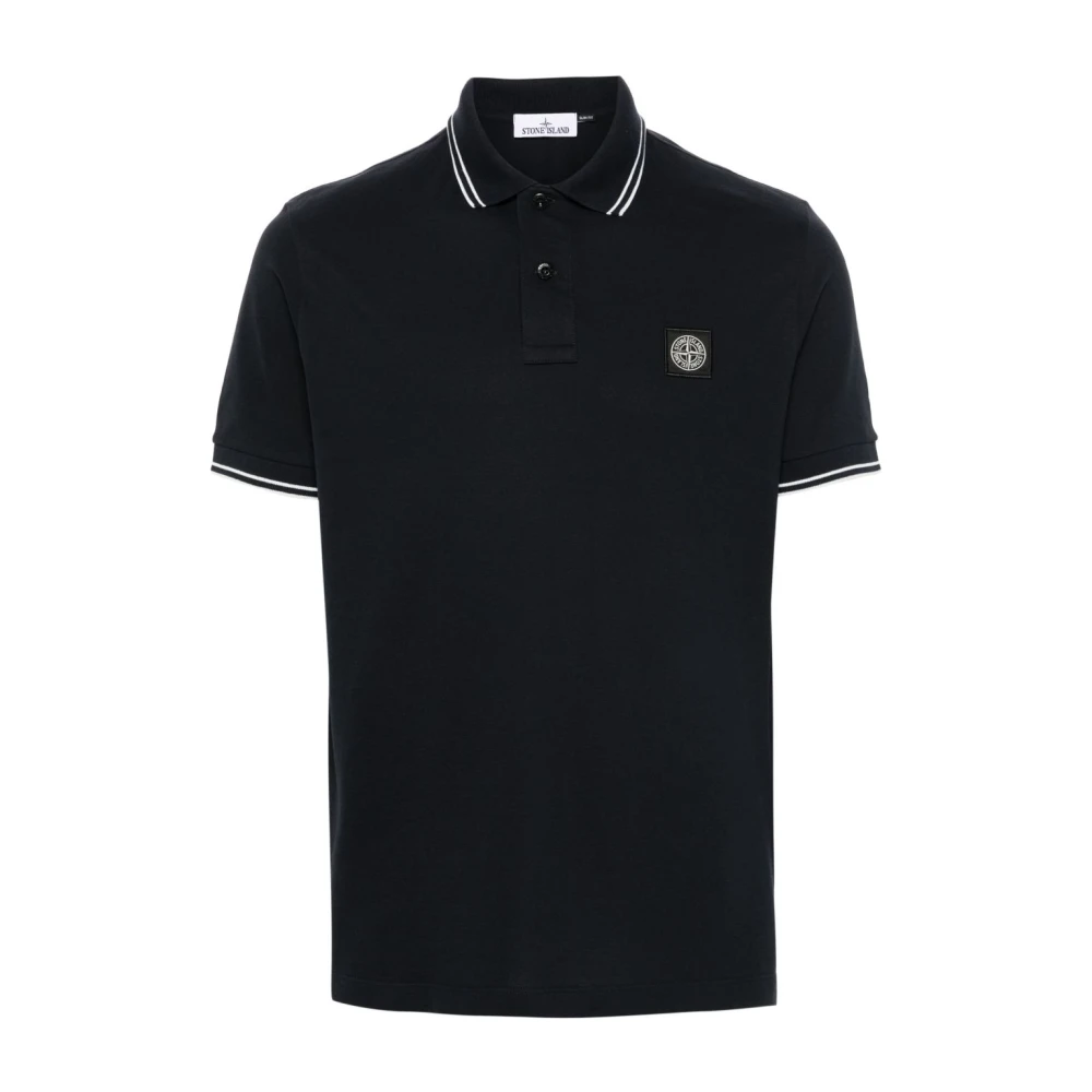 Stone Island Blue Regular-Fit Polo Shirt With Snap Fastening - Male - Polo Shirts - 2XL - Tops