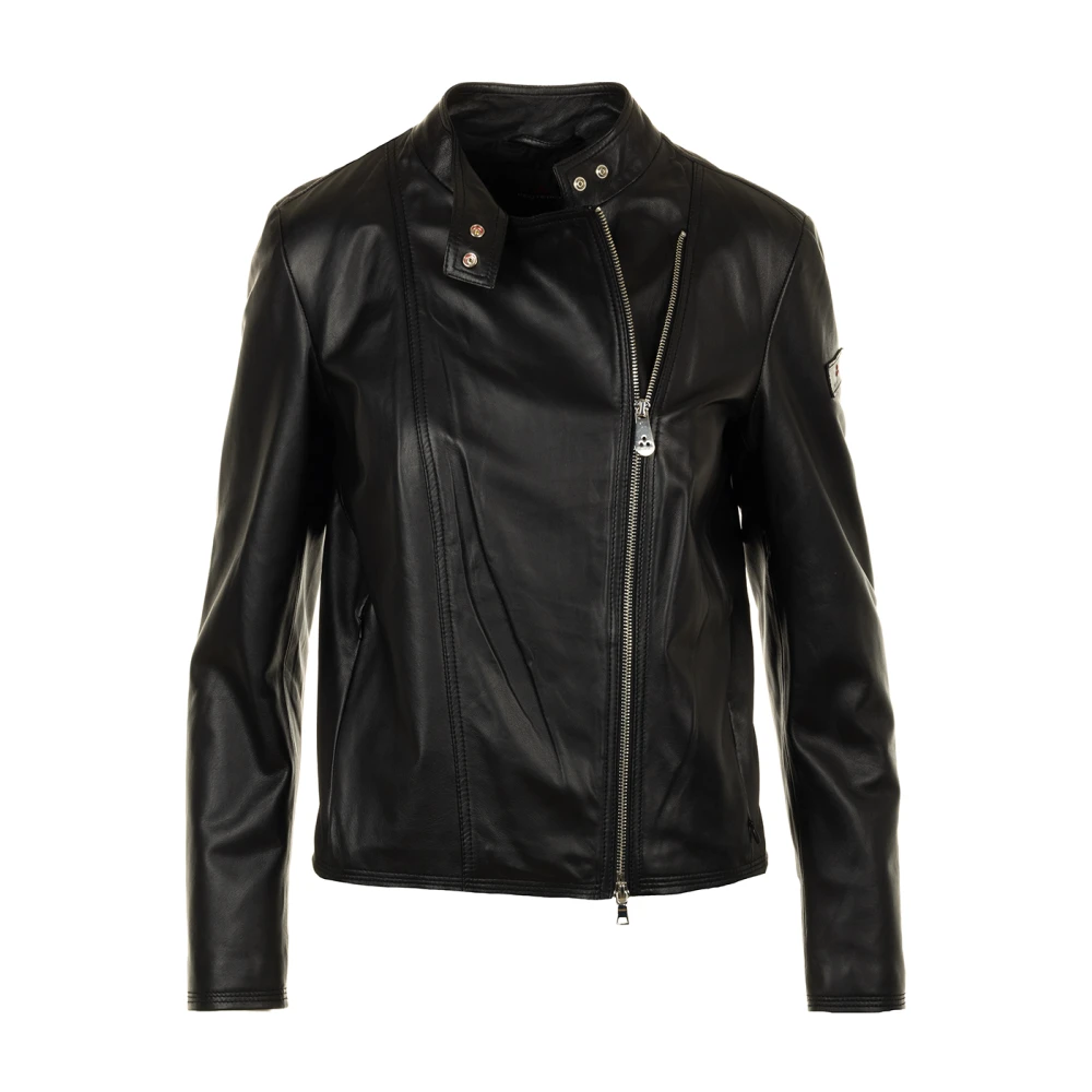 Peuterey Leather Jackets Black Dames