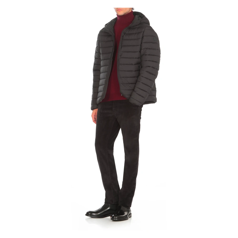 Save The Duck Zwarte Gewatteerde Jas Met Capuchon Black Heren