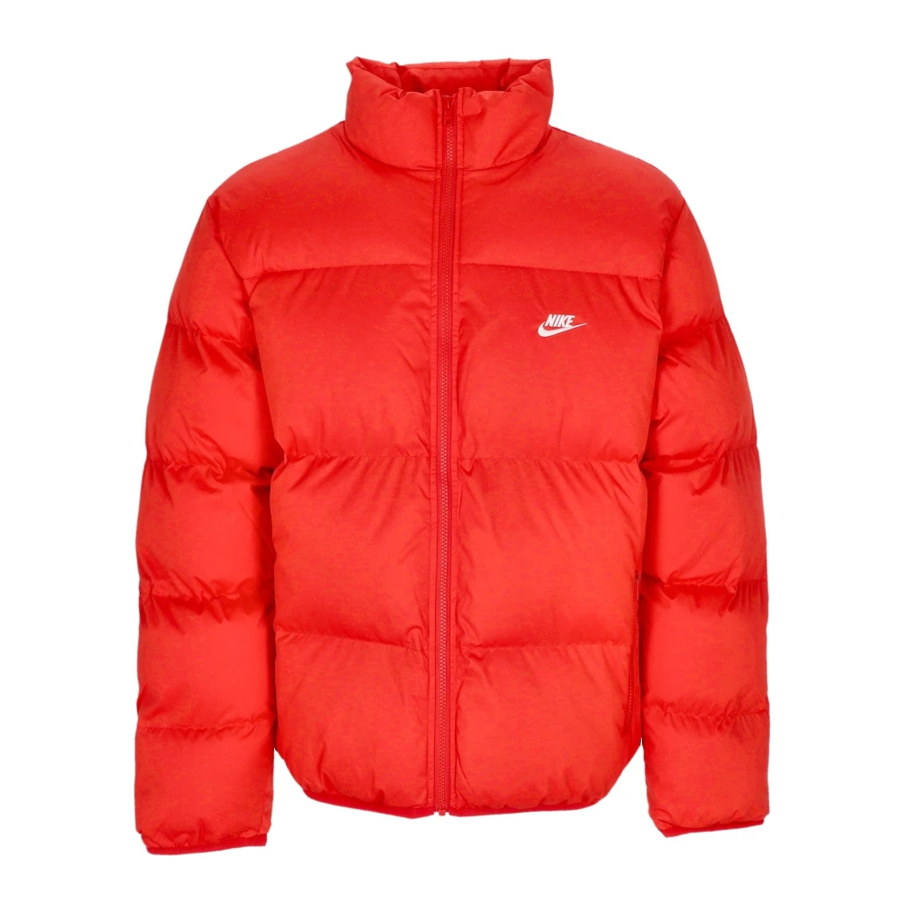 Nike Men's Red Outdoor, Xl, /White Puffer Jacket With High Collar