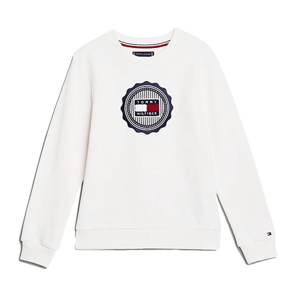 Tommy Hilfiger Broderad Stickad Tröja White, Unisex