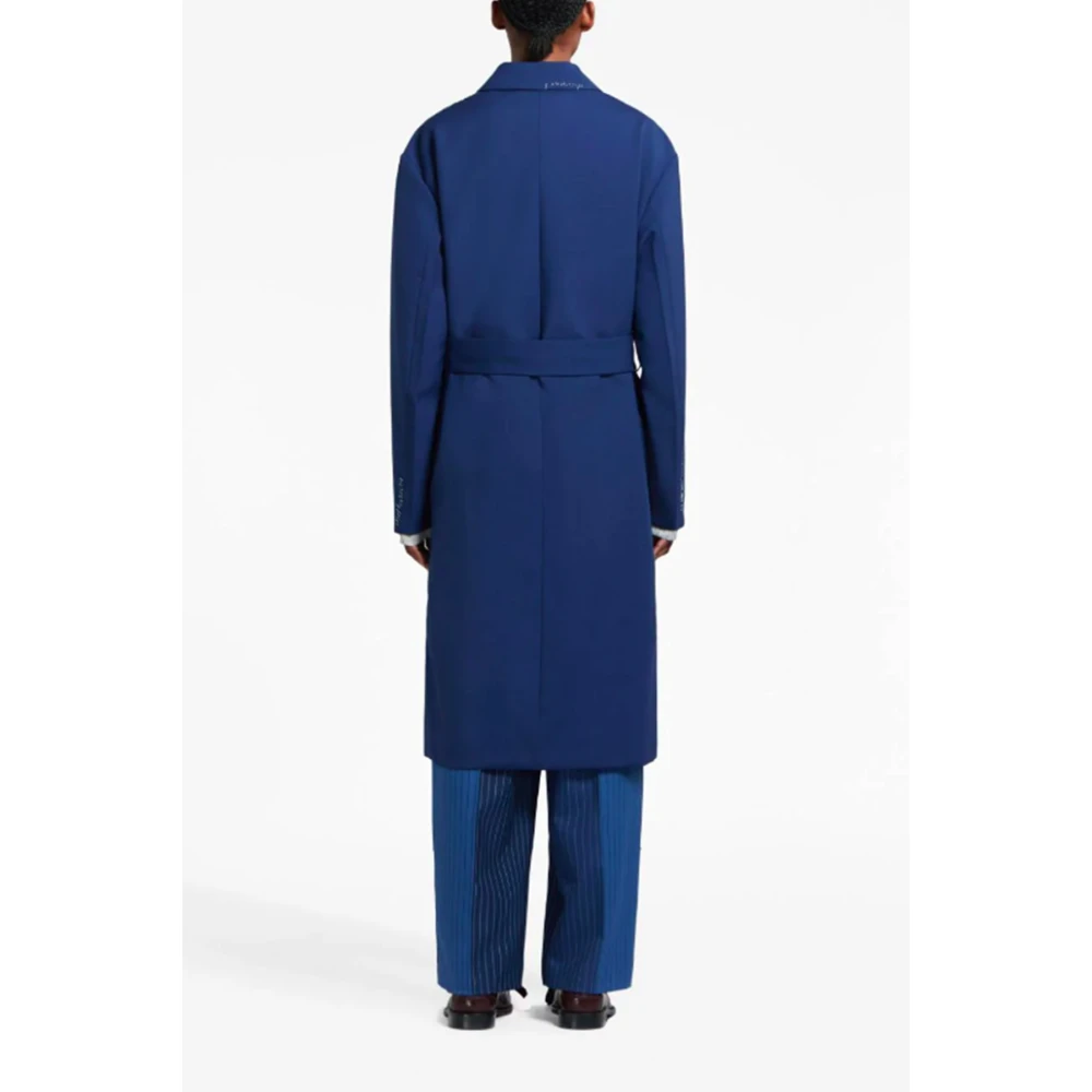 Marni Wollen Jas met Contraststiksels Blue Dames