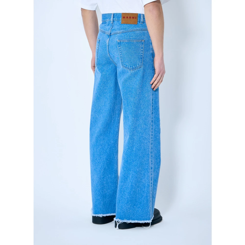 Marni Bloemen Patch Wide-Leg Jeans Blue Heren