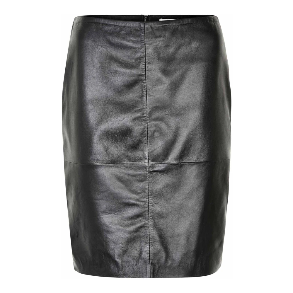 Soaked In Luxury Leather Skirts, Female, S, Leather Skirt Slim Silhouette Black